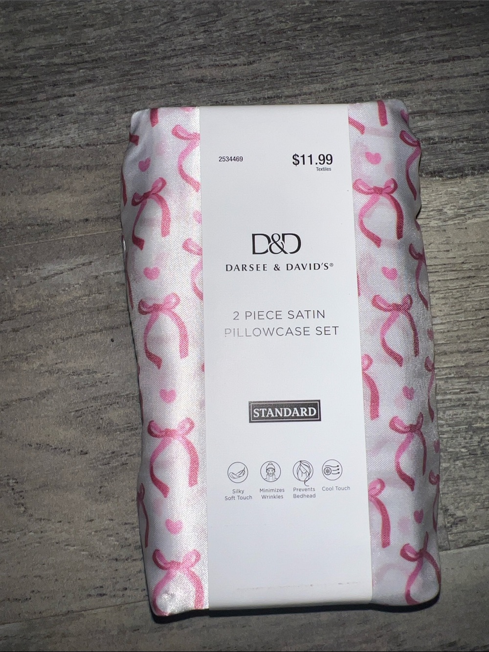 Pink Bow Satin Pillowcase Set - 2 Piece